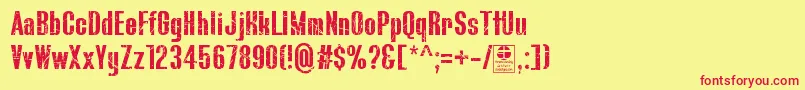 BluefishScratchedDemo Font – Red Fonts on Yellow Background