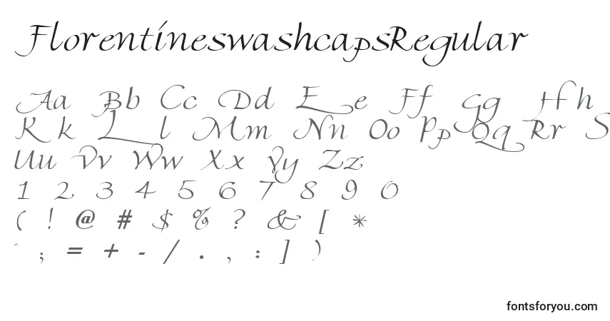 A fonte FlorentineswashcapsRegular – alfabeto, números, caracteres especiais