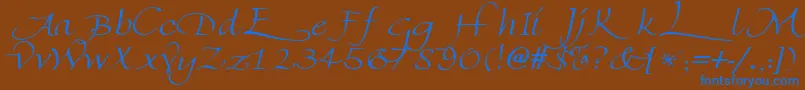 FlorentineswashcapsRegular-Schriftart – Blaue Schriften auf braunem Hintergrund