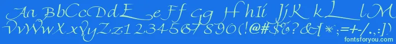 FlorentineswashcapsRegular-Schriftart – Grüne Schriften auf blauem Hintergrund