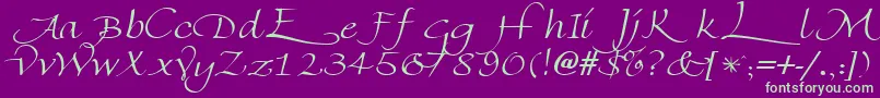 FlorentineswashcapsRegular-Schriftart – Grüne Schriften auf violettem Hintergrund