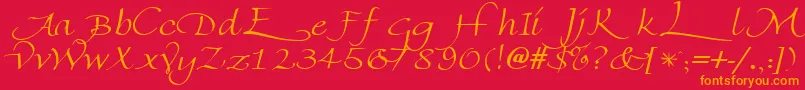 FlorentineswashcapsRegular Font – Orange Fonts on Red Background