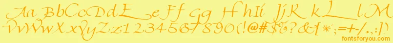 FlorentineswashcapsRegular Font – Orange Fonts on Yellow Background
