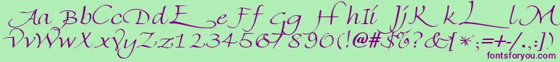 FlorentineswashcapsRegular Font – Purple Fonts on Green Background