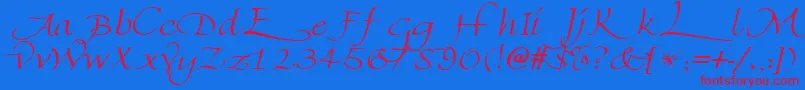 FlorentineswashcapsRegular Font – Red Fonts on Blue Background