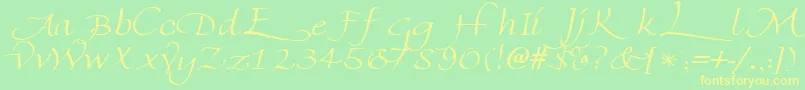 FlorentineswashcapsRegular Font – Yellow Fonts on Green Background
