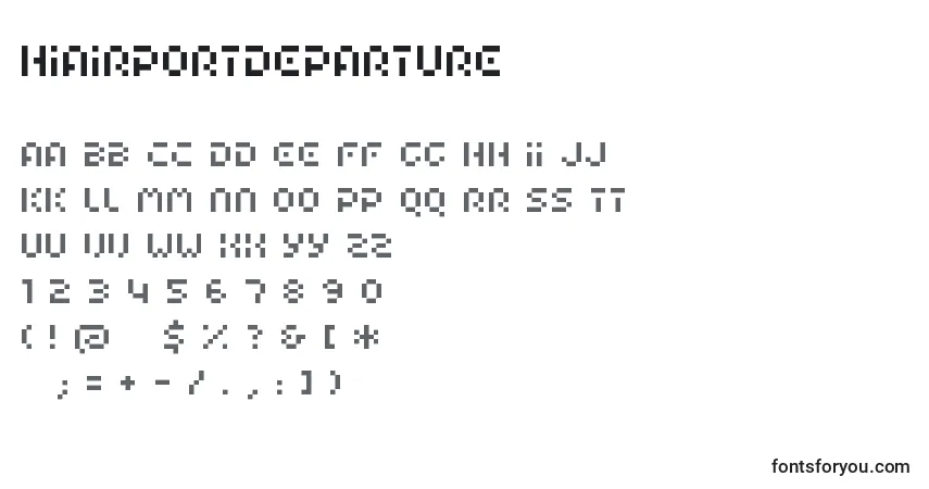 Schriftart Hiairportdeparture – Alphabet, Zahlen, spezielle Symbole