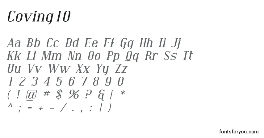 A fonte Coving10 – alfabeto, números, caracteres especiais