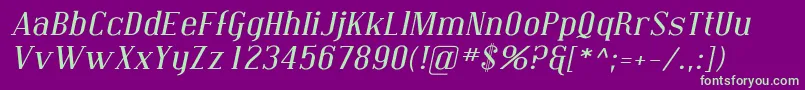 Coving10 Font – Green Fonts on Purple Background