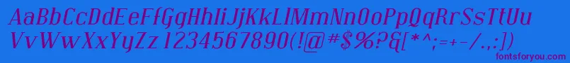 Coving10-Schriftart – Violette Schriften auf blauem Hintergrund