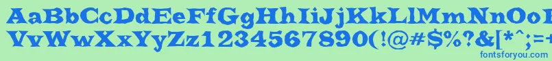 フォントATrianglerbrk – 青い文字は緑の背景です。