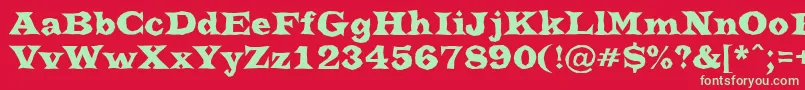 フォントATrianglerbrk – 赤い背景に緑の文字