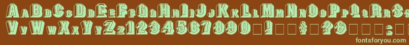 LeeCapitals-fontti – vihreät fontit ruskealla taustalla