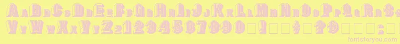 LeeCapitals-fontti – vaaleanpunaiset fontit keltaisella taustalla