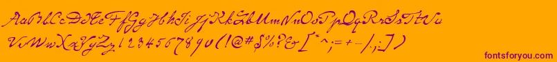 SameSexMarriageScriptLdo-Schriftart – Violette Schriften auf orangefarbenem Hintergrund