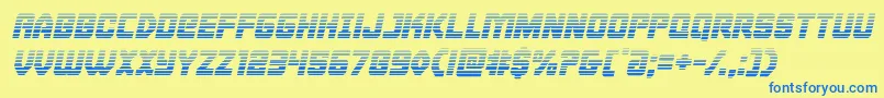 フォントCyborgroostergradital – 青い文字が黄色の背景にあります。