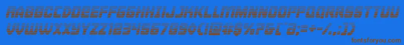 Cyborgroostergradital-Schriftart – Braune Schriften auf blauem Hintergrund
