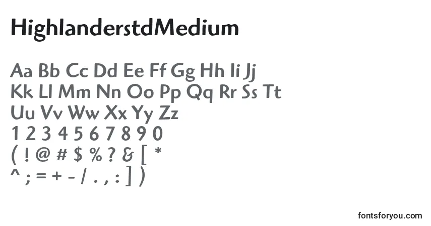 Шрифт HighlanderstdMedium – алфавит, цифры, специальные символы