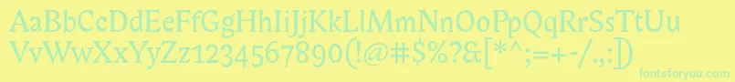 フォントBiblonitc – 黄色い背景に緑の文字