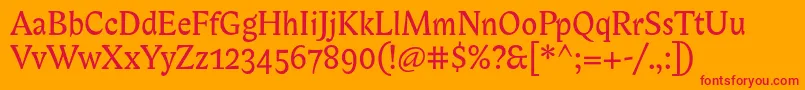 Biblonitc-Schriftart – Rote Schriften auf orangefarbenem Hintergrund