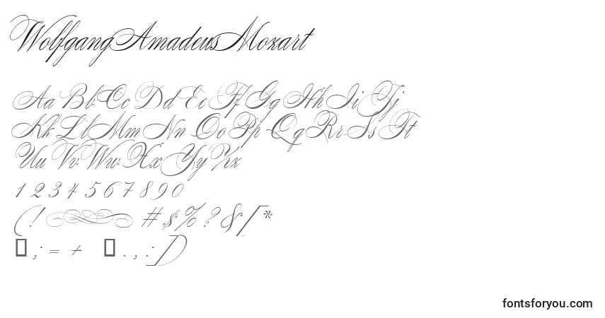 Czcionka WolfgangAmadeusMozart – alfabet, cyfry, specjalne znaki