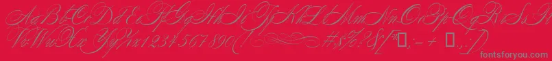 Fonte WolfgangAmadeusMozart – fontes cinzas em um fundo vermelho