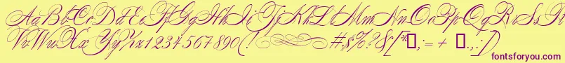 WolfgangAmadeusMozart Font – Purple Fonts on Yellow Background