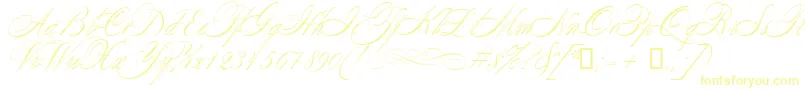 WolfgangAmadeusMozart-Schriftart – Gelbe Schriften auf weißem Hintergrund