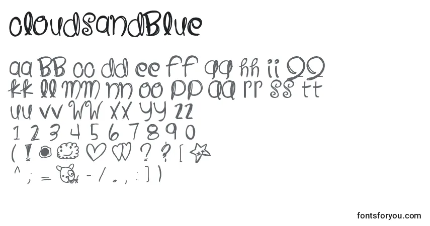 Cloudsandblue Font – alphabet, numbers, special characters