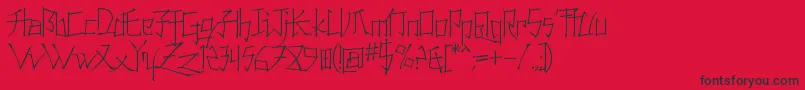 フォントKonfuciuzThin – 赤い背景に黒い文字