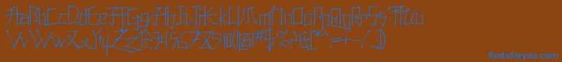 KonfuciuzThin Font – Blue Fonts on Brown Background