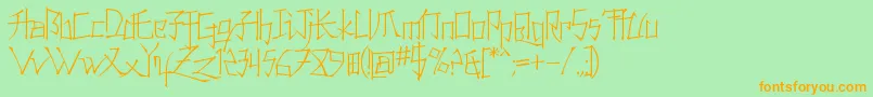 KonfuciuzThin Font – Orange Fonts on Green Background