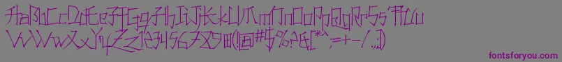 フォントKonfuciuzThin – 紫色のフォント、灰色の背景