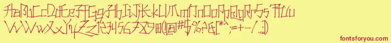 KonfuciuzThin-Schriftart – Rote Schriften auf gelbem Hintergrund