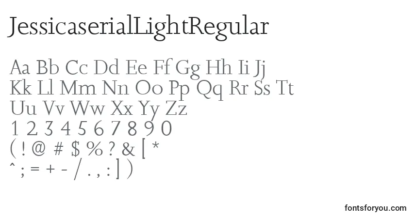 A fonte JessicaserialLightRegular – alfabeto, números, caracteres especiais