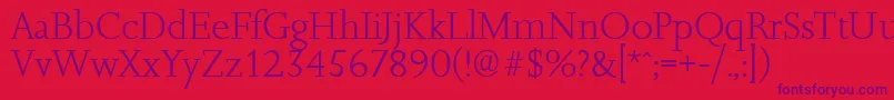 JessicaserialLightRegular-fontti – violetit fontit punaisella taustalla