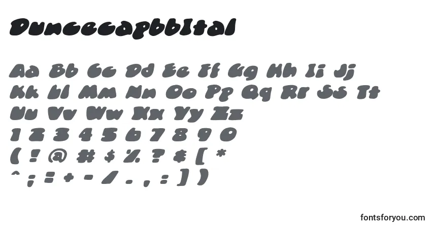 DuncecapbbItal Font – alphabet, numbers, special characters