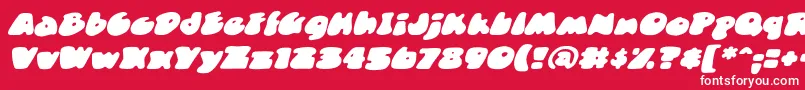 DuncecapbbItal-Schriftart – Weiße Schriften auf rotem Hintergrund