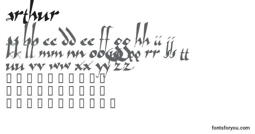 Шрифт Arthur – алфавит, цифры, специальные символы