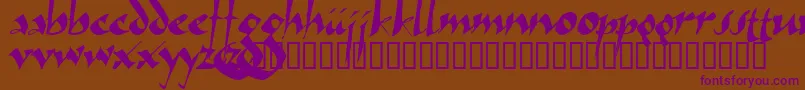 Czcionka Arthur – fioletowe czcionki na brązowym tle