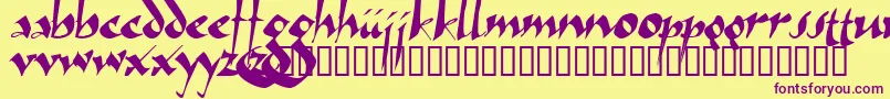 Arthur-fontti – violetit fontit keltaisella taustalla