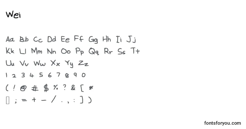 Шрифт Wei – алфавит, цифры, специальные символы