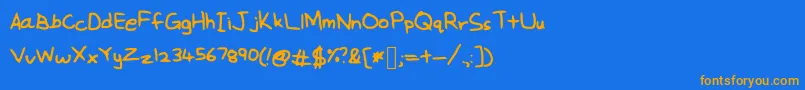 フォントWei – オレンジ色の文字が青い背景にあります。