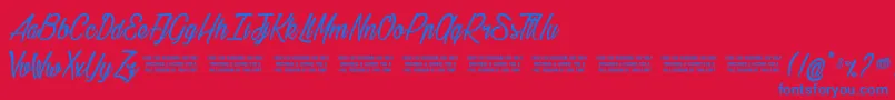 Gilliehilda Font – Blue Fonts on Red Background