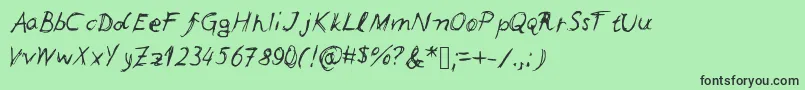 フォントLeonards – 緑の背景に黒い文字