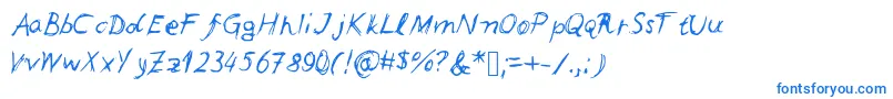 フォントLeonards – 白い背景に青い文字