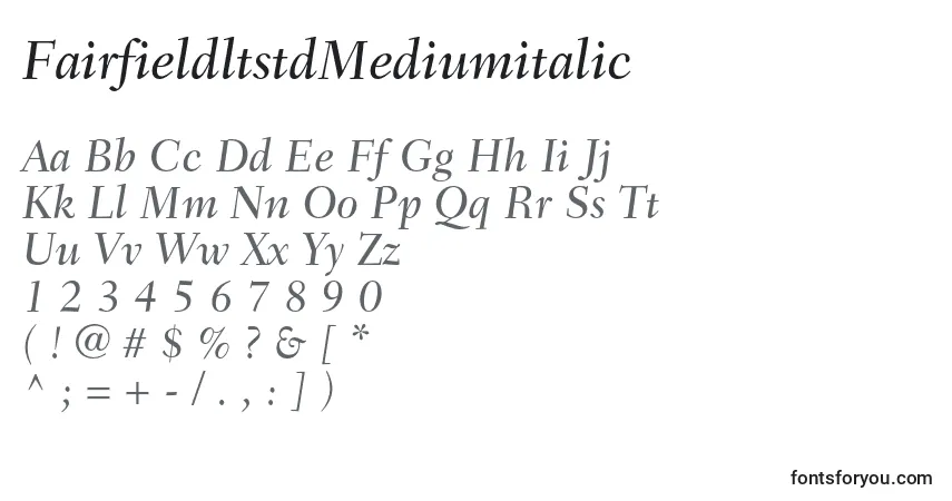 Schriftart FairfieldltstdMediumitalic – Alphabet, Zahlen, spezielle Symbole