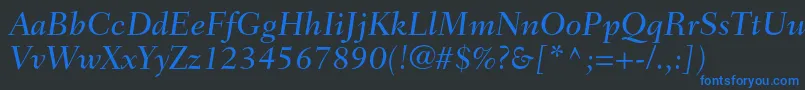 FairfieldltstdMediumitalic Font – Blue Fonts on Black Background