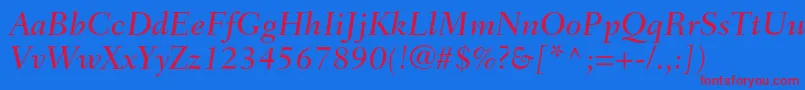 FairfieldltstdMediumitalic Font – Red Fonts on Blue Background