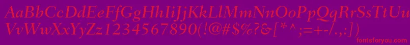 FairfieldltstdMediumitalic Font – Red Fonts on Purple Background